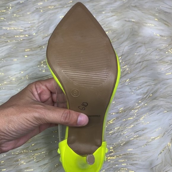 Wild Diva - Neon Yellow Pointy Studded Sexy Stiletto Heels Size 8 - Picture 8 of 8